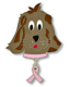 Pink ribbon dog pin